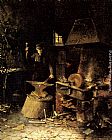 Frans Mortelmans Canvas Paintings - At The Forge